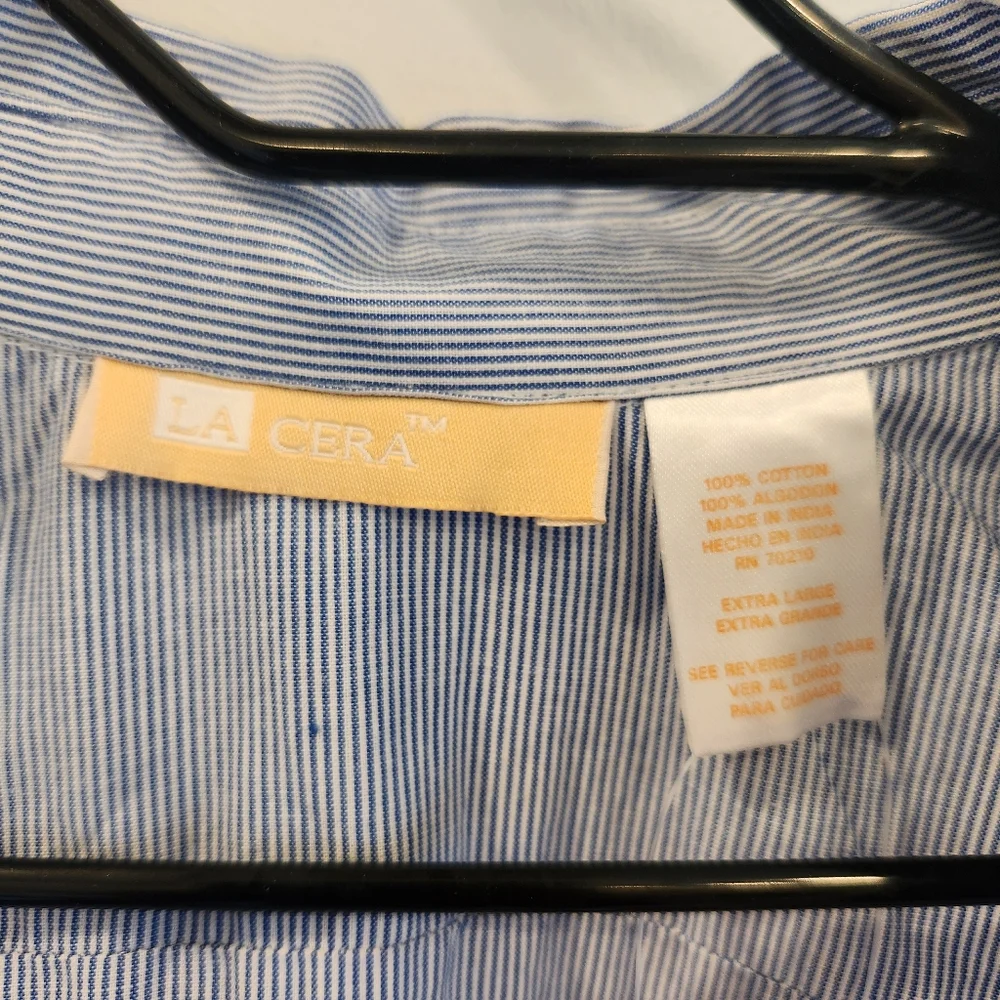 La Cera NWT Chambray Button Up Nightgown Comfort Wear XL 100% Cotton - Picture 2 of 9